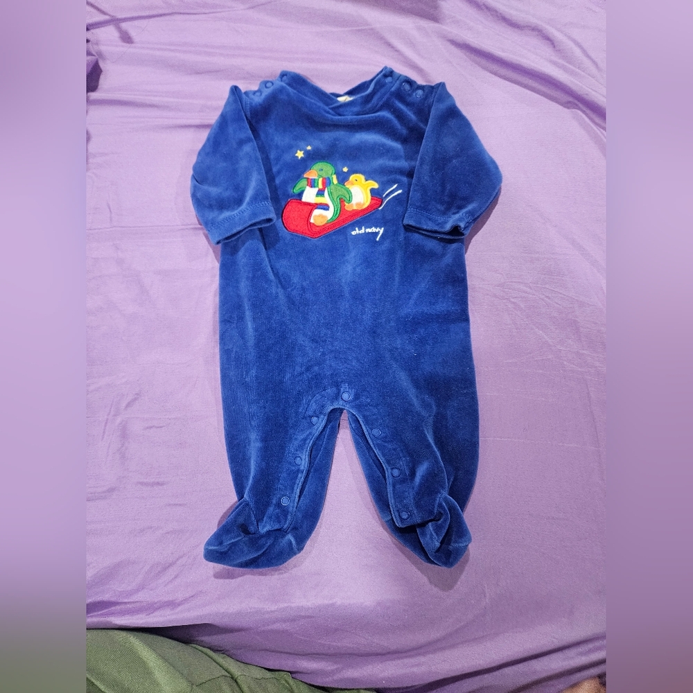 Old Navy Navy Blue Kids Footie with Playful Design